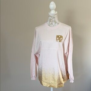 Disney World Spirit Jersey pale pink/gold Long Sleeve Tee sz M